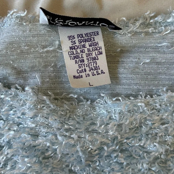 Vintage Y2K Fuzzy Tank Top Size L Baby Blue Eyelash Textured Sleeveless Cami - Picture 4 of 7